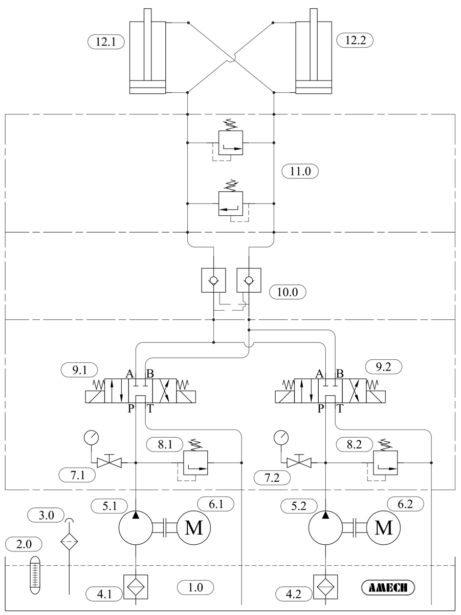 Sơ đồ thủy lực máy lái tàu thủy W-130